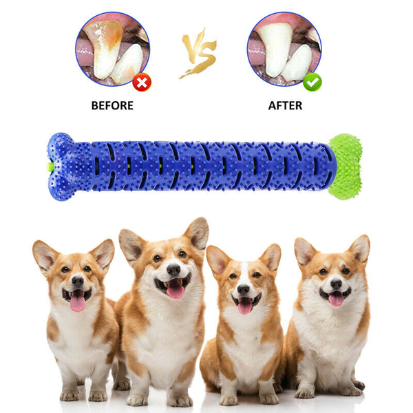 HKM-0968253 Dog Chew Toy & Toothbrush Stick for Dental Care, Silicone Molar Cleaner with Treat Dispenser, 25cm