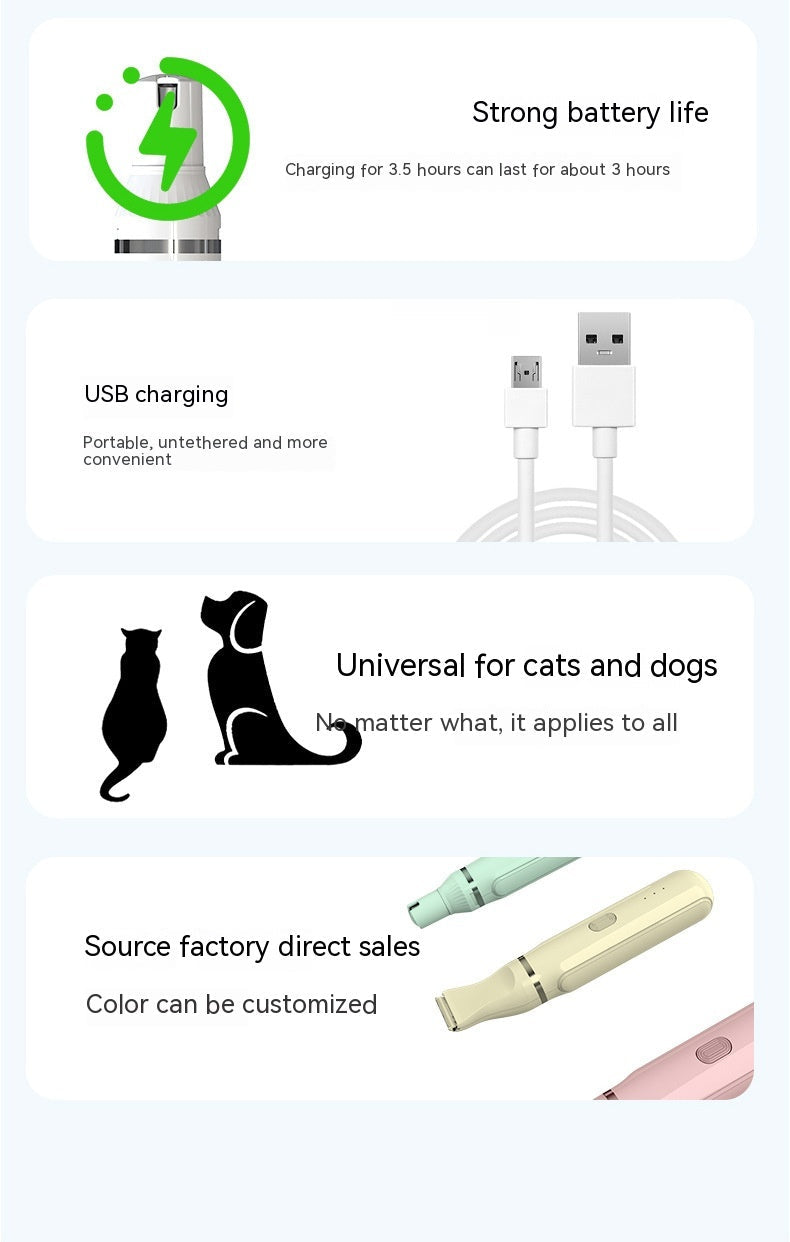 HKM-0970557 4 In 1 Electric Pet Shaver with USB Charging and 4 Attachments for Grooming