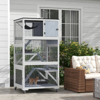 HKM-0970813 Outdoor Cat Enclosure with Hammock and Ramp on Wheels - Fits Multiple Cats