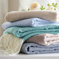 HKM-097107 Geometric Woven Jacquard Fringe Blanket - Wool and Cashmere Blend, Multiple Colors Available, 130x170cm