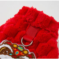 HKM-0971325 Lunar New Year Lion Dance Pet Vest for Small Dogs and Cats - Cozy Fleece Coat with Leash Ring