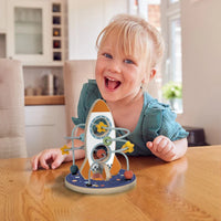 HKM-097235 Montessori Wooden Beads Maze Toy - Multifunctional Rocket-Shaped Educational Activity for Preschool Learning