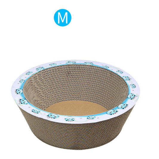 HKM-0972733 Bowl-Shaped Corrugated Paper Cat Scratching Board in Wood Color