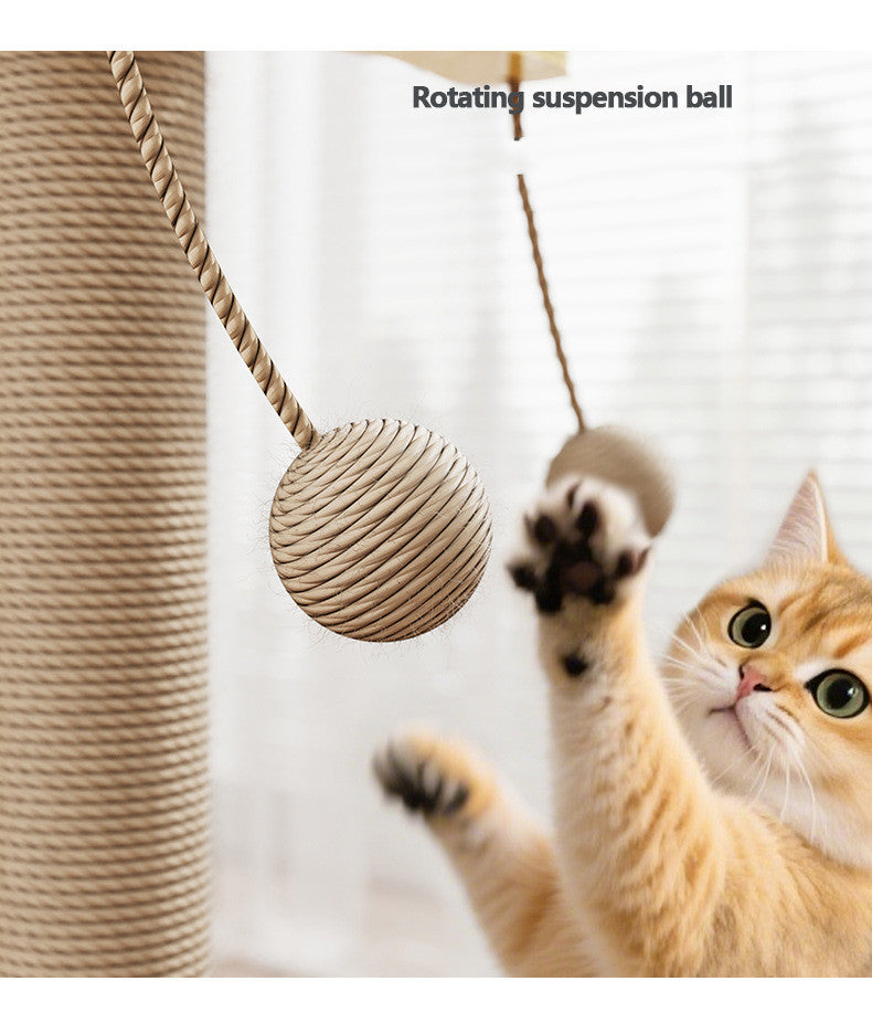 HKM-0973373 Windmill Hanging Ball Cat Toy – Scratch-Resistant Climbing Frame with Pine and Carpet Leather