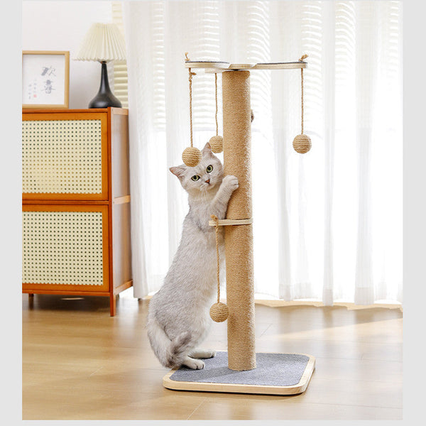 HKM-0973373 Windmill Hanging Ball Cat Toy – Scratch-Resistant Climbing Frame with Pine and Carpet Leather