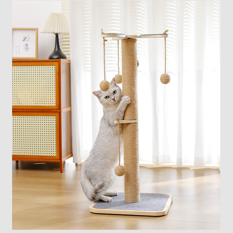 HKM-0973373 Windmill Hanging Ball Cat Toy – Scratch-Resistant Climbing Frame with Pine and Carpet Leather