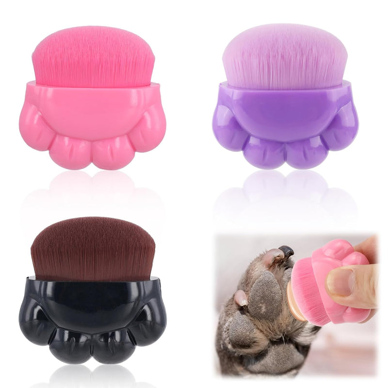 HKM-0974013 Pet Paw Balm Brush Set - 3 Pack for Dogs and Cats, Soft Fiber Brush with Cute Paw Design, Ideal for Paw Care and Skincare