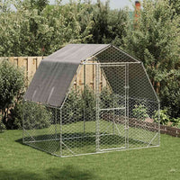HKM-0974141 Galvanized Steel Chicken Coop - Spacious 2.5x2x2.25 m Run for Chickens and Small Animals