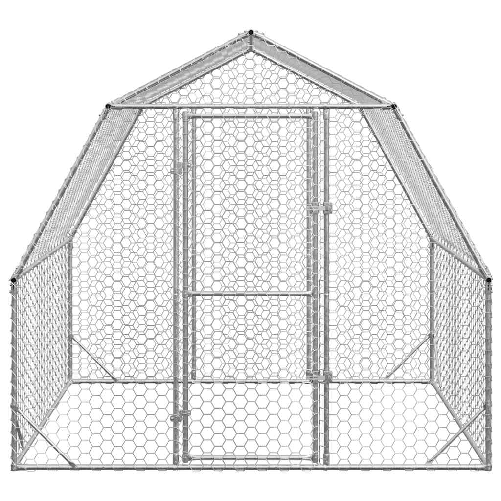 HKM-0974141 Galvanized Steel Chicken Coop - Spacious 2.5x2x2.25 m Run for Chickens and Small Animals