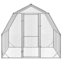 HKM-0974141 Galvanized Steel Chicken Coop - Spacious 2.5x2x2.25 m Run for Chickens and Small Animals