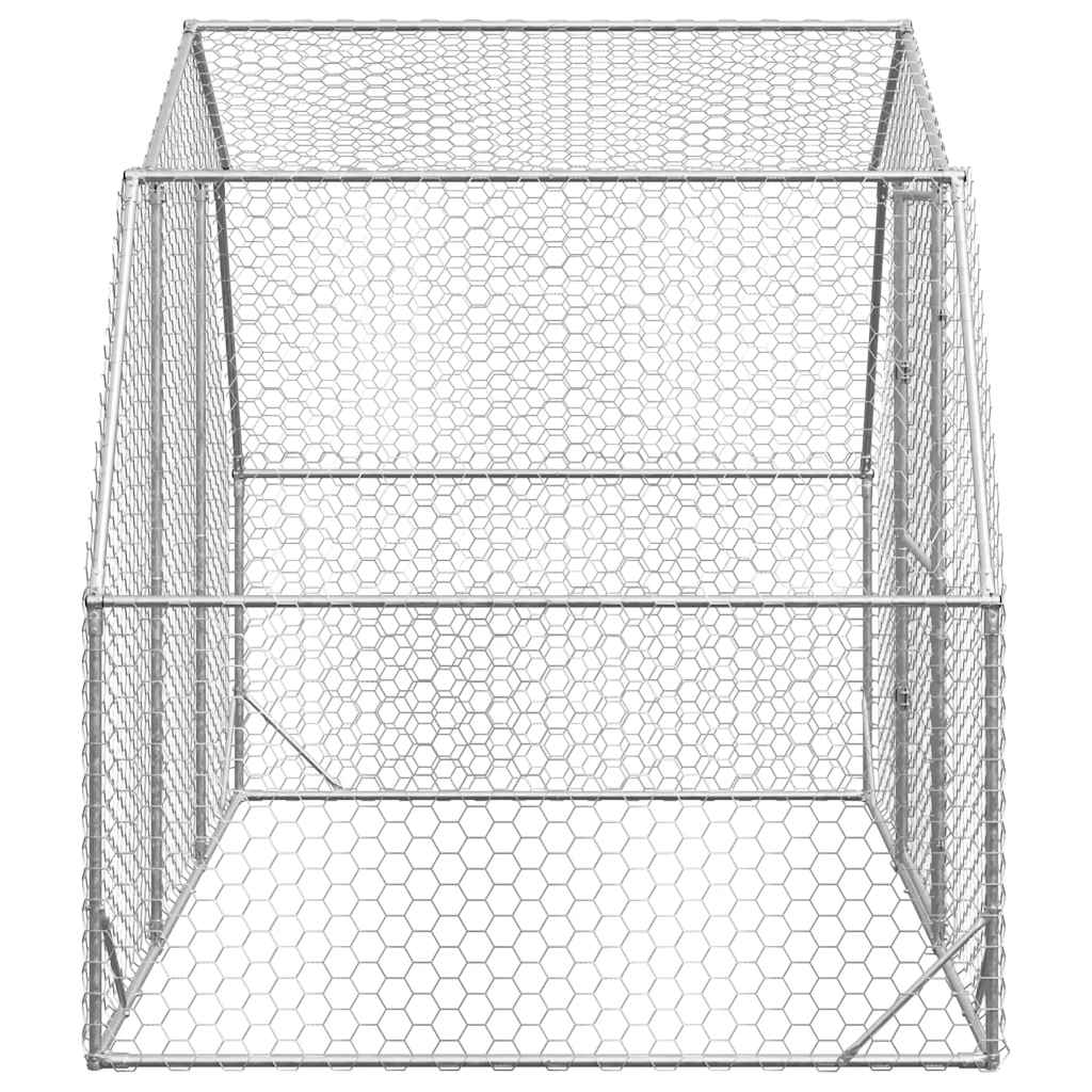 HKM-0974141 Galvanized Steel Chicken Coop - Spacious 2.5x2x2.25 m Run for Chickens and Small Animals