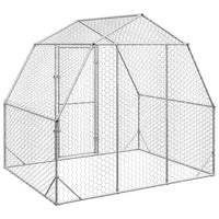 HKM-0974141 Galvanized Steel Chicken Coop - Spacious 2.5x2x2.25 m Run for Chickens and Small Animals