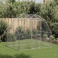 HKM-0974141 Galvanized Steel Chicken Coop - Spacious 2.5x2x2.25 m Run for Chickens and Small Animals