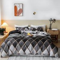 HKM-097427 Geometric Floral Quilt Cover and Pillowcase Set - Multiple Sizes Available
