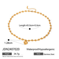 HKM-0975165 Stainless Steel Beaded Love Necklace with 18k Gold Clavicle Chain for Women