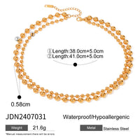 HKM-0975165 Stainless Steel Beaded Love Necklace with 18k Gold Clavicle Chain for Women