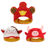 HKM-0977341 Decorative Woolen Pet Caps - Red God of Wealth and White Cat of Wealth for Winter Use