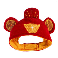 HKM-0977341 Decorative Woolen Pet Caps - Red God of Wealth and White Cat of Wealth for Winter Use