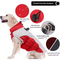 HKM-0978109 Windproof Pet Winter Clothes for Medium and Large Dogs, Cotton Material in Black, Blue, Red, Navy Blue, Sizes XL-6XL