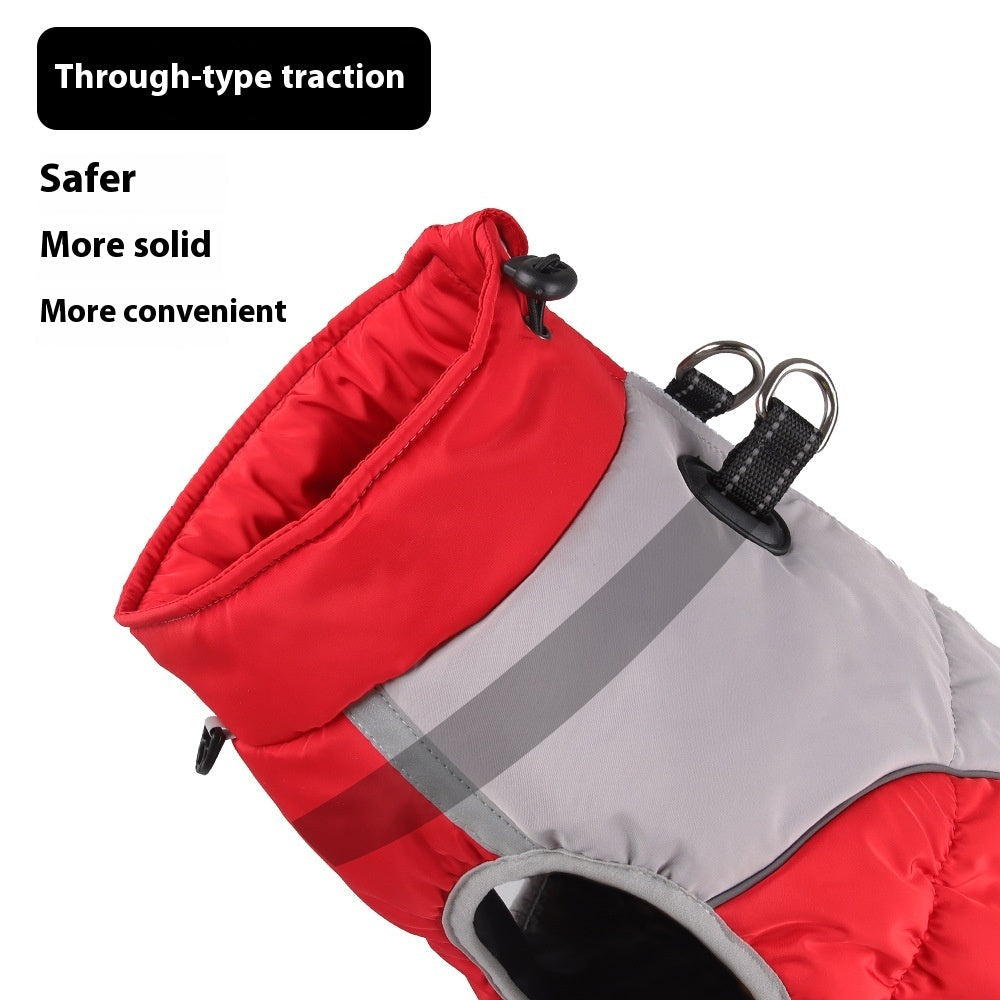 HKM-0978109 Windproof Pet Winter Clothes for Medium and Large Dogs, Cotton Material in Black, Blue, Red, Navy Blue, Sizes XL-6XL