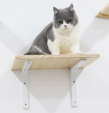 HKM-0978493 Solid Wood Cat Scratching Board with Sisal Column and Hammock - Fashion Minimalist Design