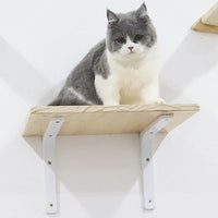 HKM-0978493 Solid Wood Cat Scratching Board with Sisal Column and Hammock - Fashion Minimalist Design