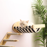 HKM-0978493 Solid Wood Cat Scratching Board with Sisal Column and Hammock - Fashion Minimalist Design