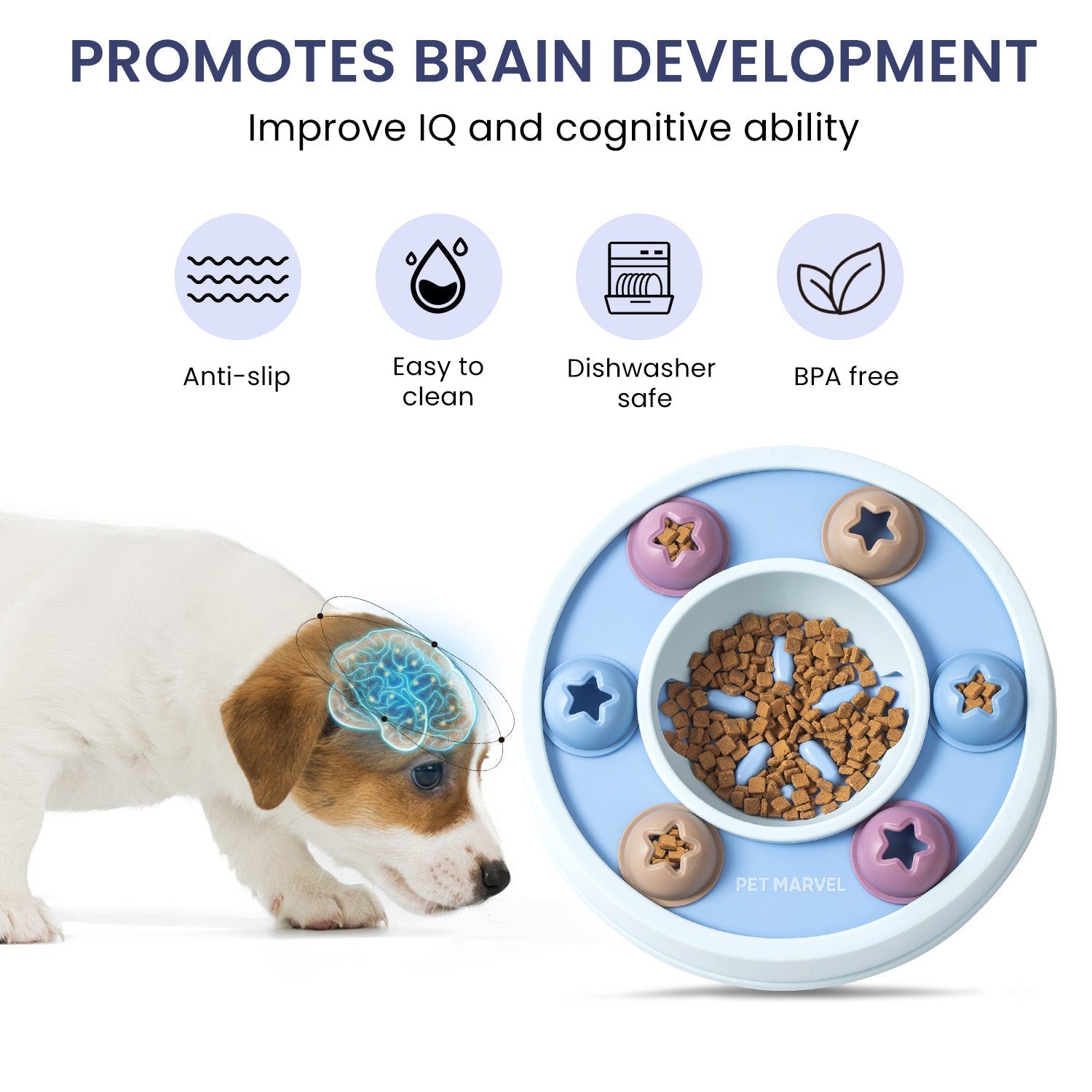 HKM-0979133 Interactive Dog Puzzle Game Toy - Levels 1-3, Enhances Thinking Skills, Easy to Clean, Non-Slip Design
