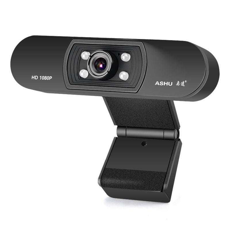 HKM-097939 HD Webcam with Built-In Microphone, 1920x1080 Resolution, Adjustable Focus, Compatible with Multiple Platforms
