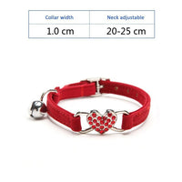 HKM-0980285 Plush Fabric Pet Collar with Water Diamond Design and Bell - Red, Blue, Purple, Black, Pink