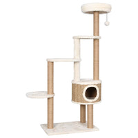 HKM-0981565 Cat Tree with Luxurious Cushion and Seagrass Scratching Posts - 148cm Beige Play Center for Cats