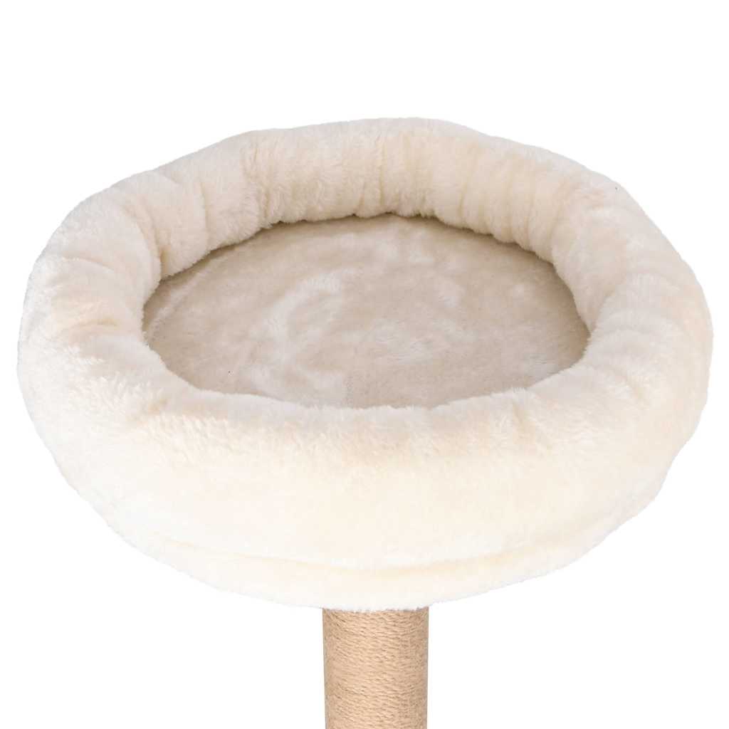 HKM-0981565 Cat Tree with Luxurious Cushion and Seagrass Scratching Posts - 148cm Beige Play Center for Cats