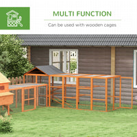HKM-0981949 Wooden Chicken Coop Run for 6-10 Chickens with Storage, Perches & Ladders - 141.75"x48"x61", Orange