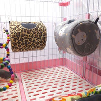 HKM-0982333 Warm Cotton Squirrel Sleeping Bag Nest in Canvas with Leopard Print, Owl, and Gray Bunny Designs