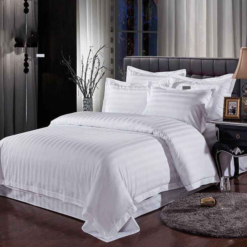 HKM-098259 Cotton Satin Bed Linen Set - Four-Piece Collection for Various Bed Sizes