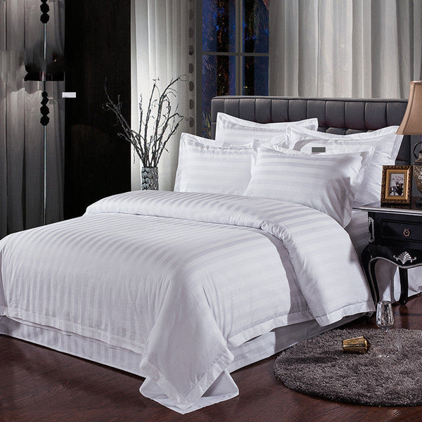 HKM-098259 Cotton Satin Bed Linen Set - Four-Piece Collection for Various Bed Sizes