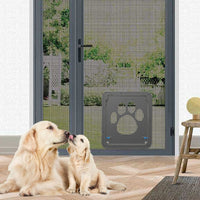 HKM-0983741 Lockable Plastic Pet Door for Screens and Windows - Durable ABS Material, Easy Access for Dogs and Cats, Black