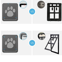 HKM-0983741 Lockable Plastic Pet Door for Screens and Windows - Durable ABS Material, Easy Access for Dogs and Cats, Black