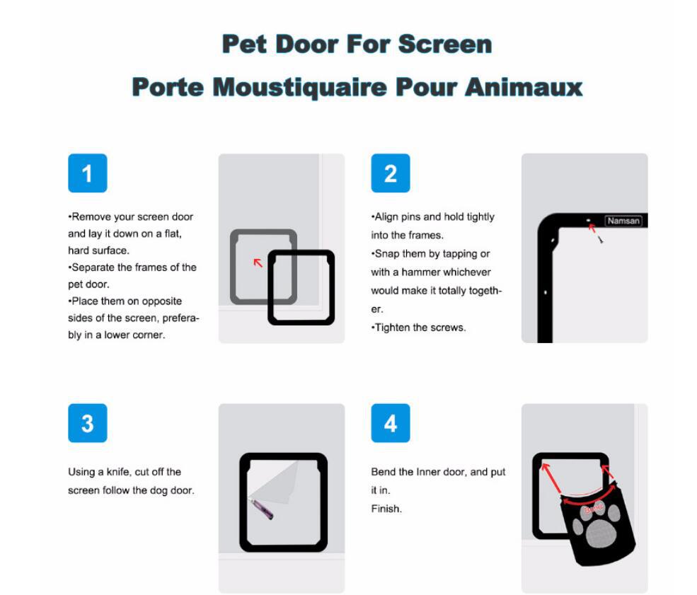 HKM-0983741 Lockable Plastic Pet Door for Screens and Windows - Durable ABS Material, Easy Access for Dogs and Cats, Black