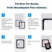 HKM-0983741 Lockable Plastic Pet Door for Screens and Windows - Durable ABS Material, Easy Access for Dogs and Cats, Black