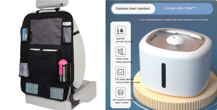 HKM-0984125 Automatic Pet Water Dispenser with Circulation and Optional LED Lights, Stainless Steel or PP Material