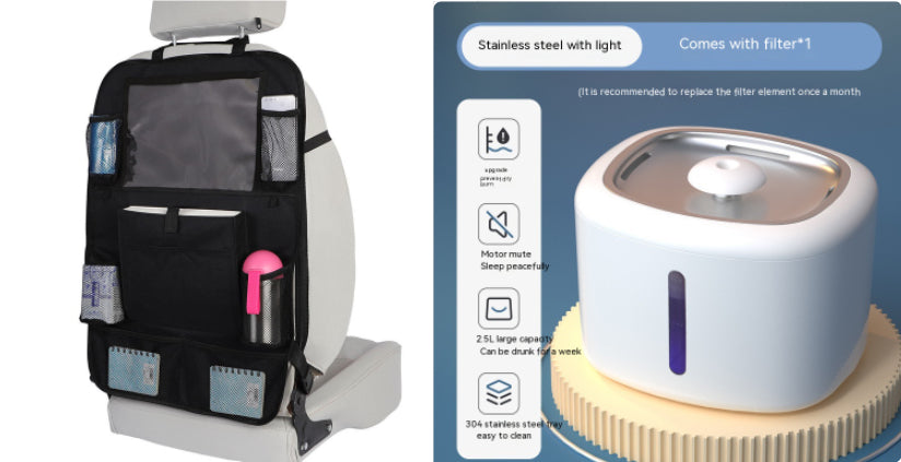 HKM-0984125 Automatic Pet Water Dispenser with Circulation and Optional LED Lights, Stainless Steel or PP Material