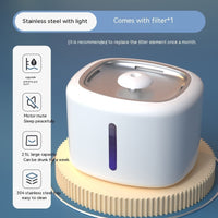 HKM-0984125 Automatic Pet Water Dispenser with Circulation and Optional LED Lights, Stainless Steel or PP Material