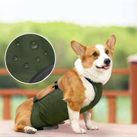 HKM-0984637 Water-Resistant Dog Apron in Gray and Army Green, Sizes S to XXL, Casual Style Pet Clothing