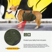 HKM-0984637 Water-Resistant Dog Apron in Gray and Army Green, Sizes S to XXL, Casual Style Pet Clothing