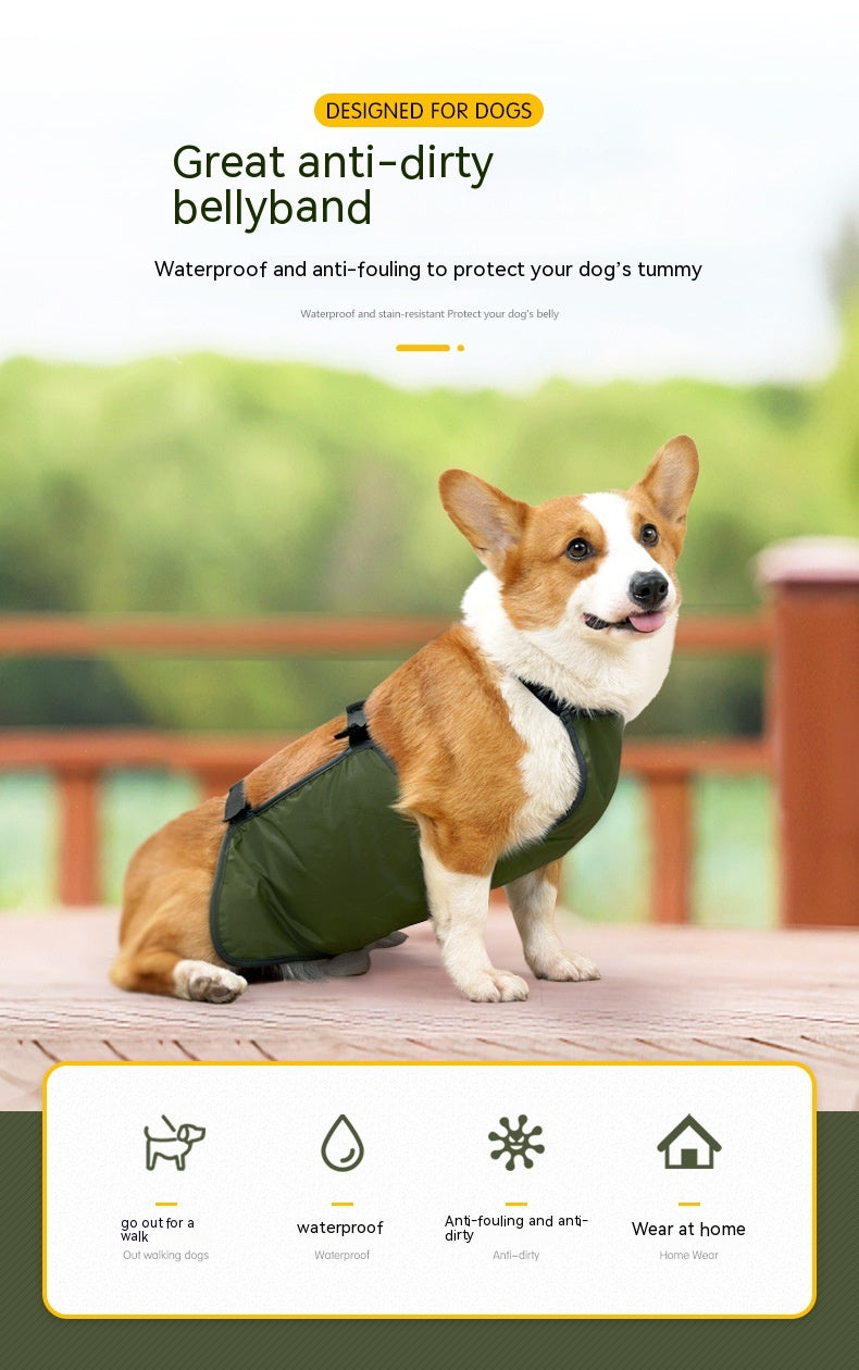 HKM-0984637 Water-Resistant Dog Apron in Gray and Army Green, Sizes S to XXL, Casual Style Pet Clothing