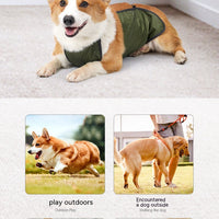 HKM-0984637 Water-Resistant Dog Apron in Gray and Army Green, Sizes S to XXL, Casual Style Pet Clothing