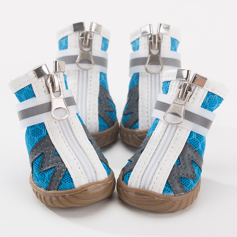 HKM-0984893 Breathable Non-Slip Dog Shoes with Wear-Resistant Honeycomb Mesh and Washable Oxford Sole