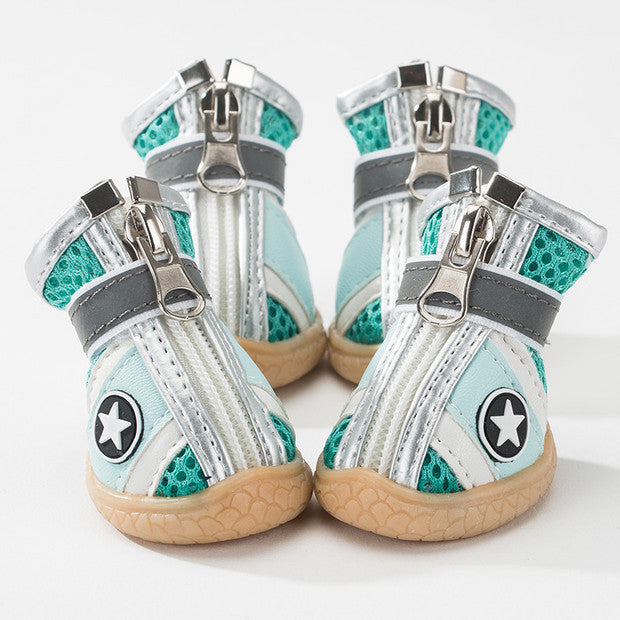 HKM-0984893 Breathable Non-Slip Dog Shoes with Wear-Resistant Honeycomb Mesh and Washable Oxford Sole