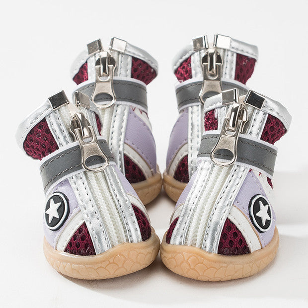 HKM-0984893 Breathable Non-Slip Dog Shoes with Wear-Resistant Honeycomb Mesh and Washable Oxford Sole